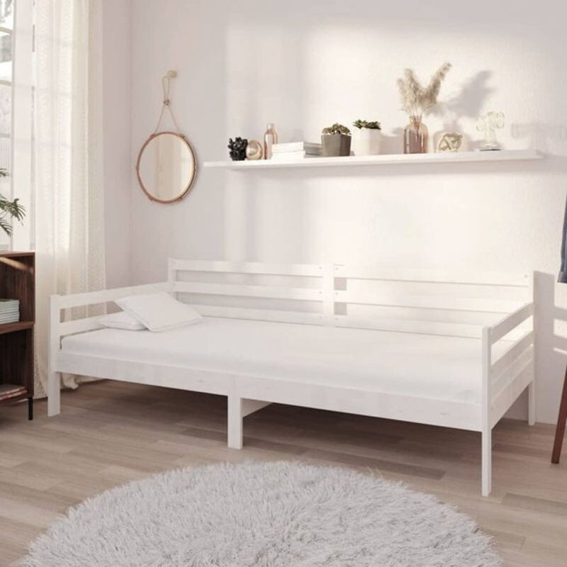 vidaxl Tagesbett aus Kiefer Massivholz mit Matratze in Weiß, Skandinavisch Design, B/T/H: 90 x 200 x 204 cm - Bild 1