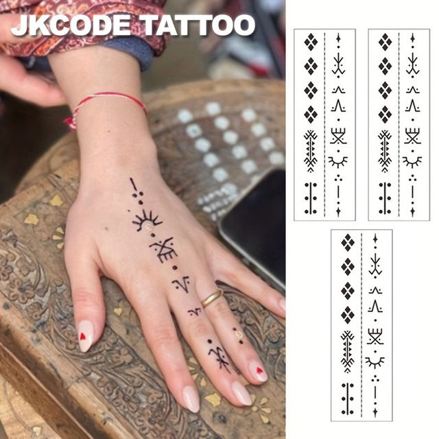 JKCODE TATTOO Mehndi-Design Temporäre Tattoos, Sterne, Sonne, Mond, Damen - Bild 1