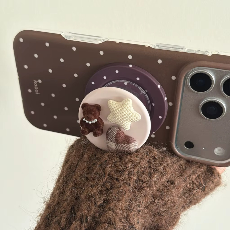 Magnetische Handyhülle mit Bär und Sternen Motiv in Braun-Weiß für iPhone 17 16 15 14 Pro Max - Bild 4