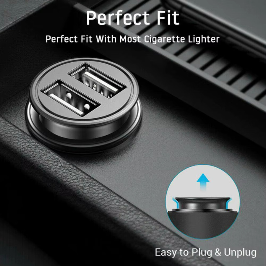 Dual USB Auto Ladegerät mit 2 Ports, 2,4 A, 5 V, Schwarz - Bild 6