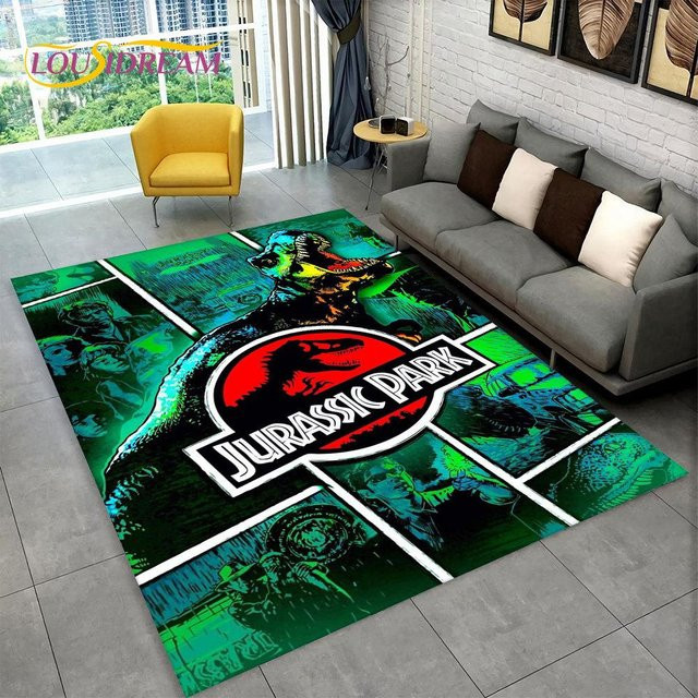 Karpetti 3D-Cartoon-Dinosaurier-Teppich für Kinder, rutschfest und waschbar, B/T: 120 x 80 cm, Mehrfarbig - Bild 1