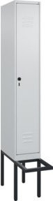 C+P Spind Classic PLUS Garderobenschrank mit Sitzbank, 1 Abteil, Grau/Schwarz, B/T/H: 212 x 30 x 81,5 cm - Bild 1
