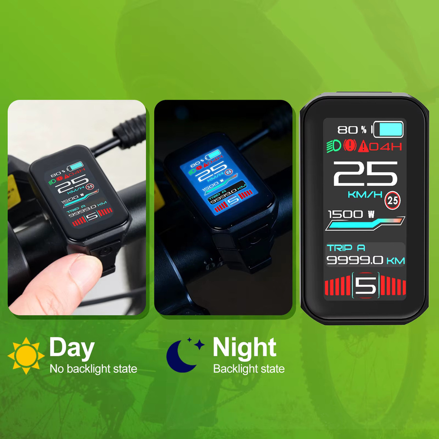 Varstrom VD18MT E-Bike Display mit Farb-Touchscreen, Bluetooth, IP67 wasserdicht, Schwarz, kompatibel mit BBS01B BBS02B BBSHD TSDZ2B TSDZ8 und weiteren Protokollen - Bild 6