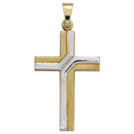 Colfem Anhänger Kreuz, 333 Gelbgold, bicolor, mattiert, Unisex - Bild 1
