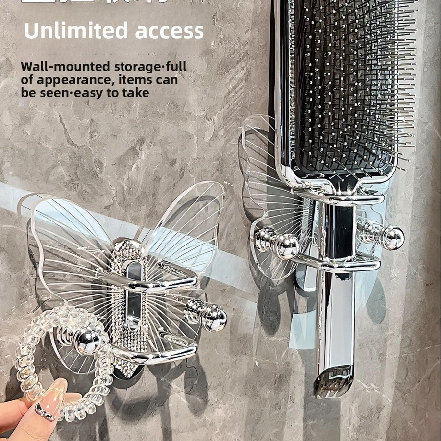 Elberta Kammhalter für das Badezimmer mit Diamond-Design, Wandmontage, Silber - Bild 3