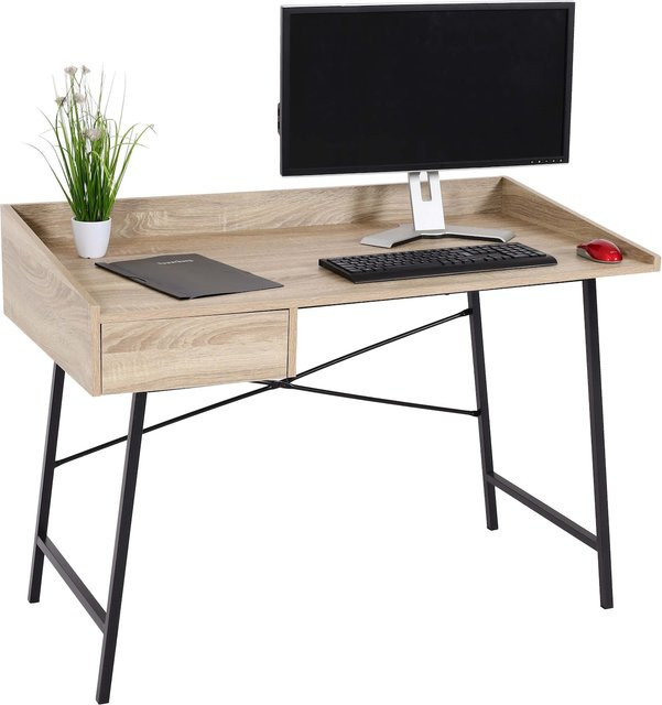 MCW Schreibtisch J97 in Eiche-Optik mit 3D-Struktur und Schublade, B/T/H: 114 x 98 x 60 cm - Bild 1