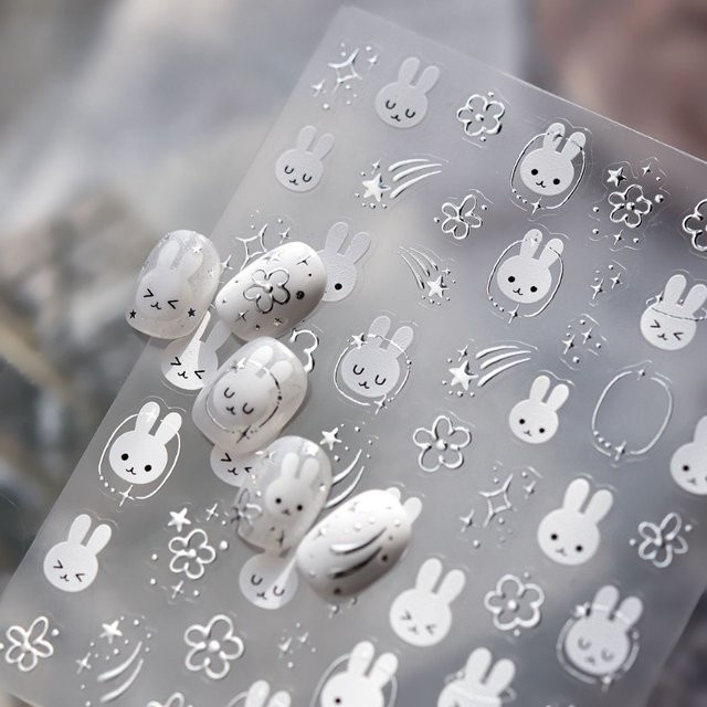 Miffy Aufkleber, 3D Geprägte Wasserfeste Nagelaufkleber, Dekorative Aufkleber - Bild 1