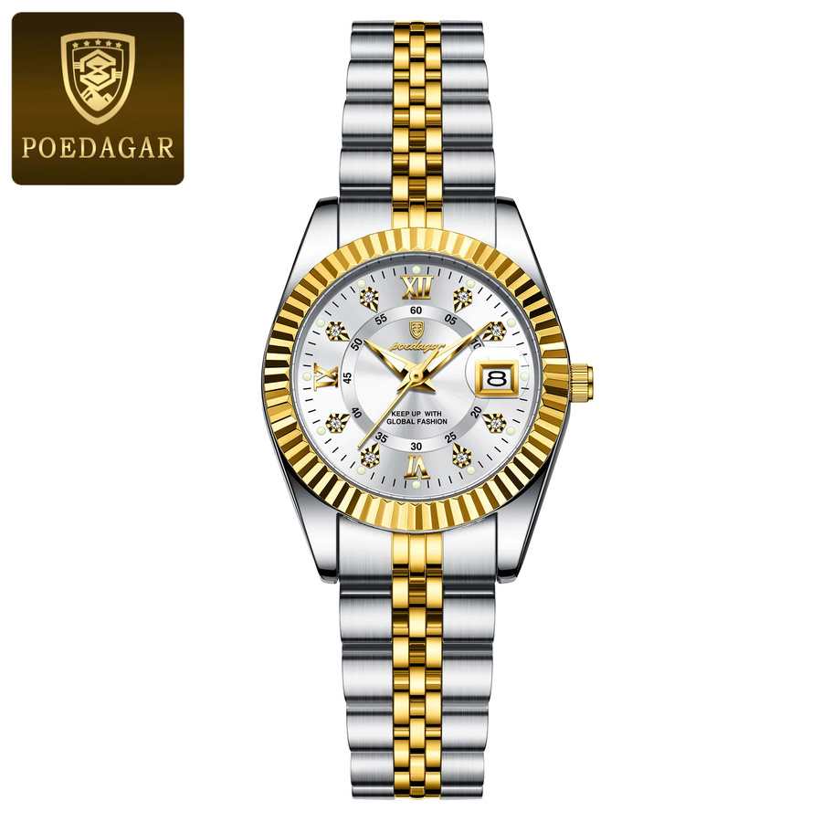 POEDAGAR Armbanduhr Edelstahl, Quarz, Datum, Damen - Bild 6