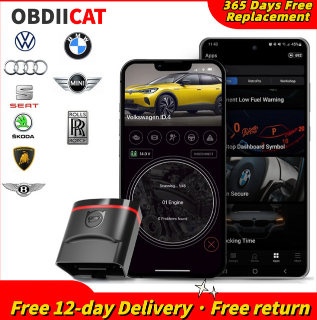 OBDeleven Nextgen OBD2-Diagnosegerät für BMW, Volkswagen, Audi und Skoda in Schwarz für iOS und Android - Bild 1