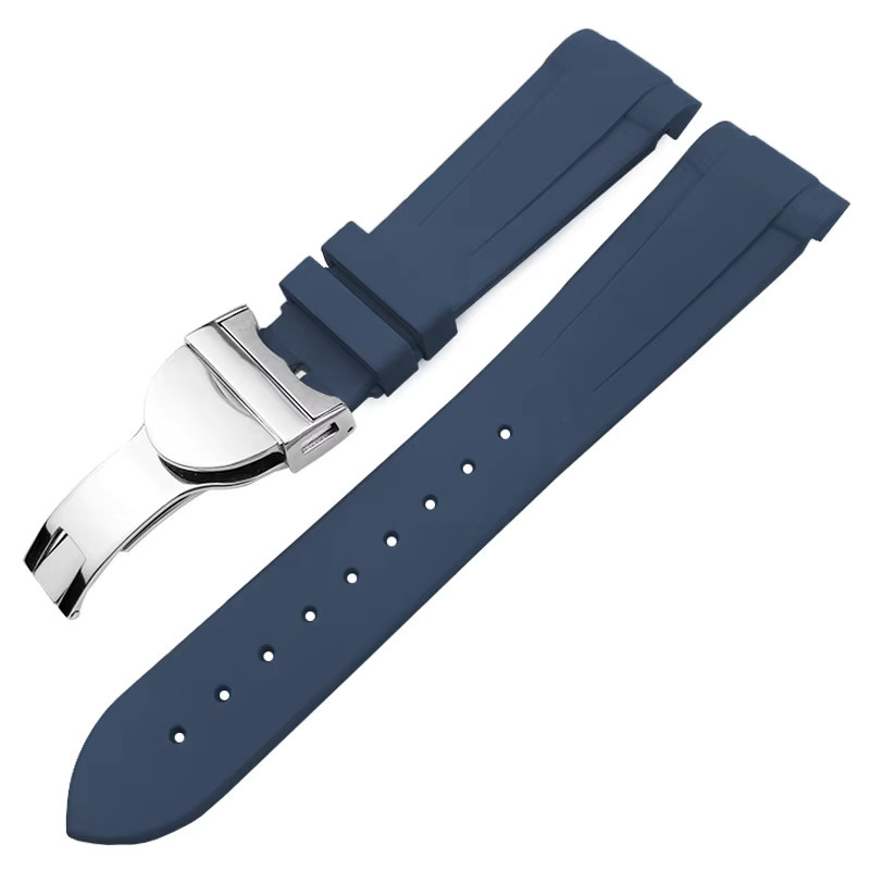 Uhrenarmband Silikon, Faltschließe, 20mm 22mm, Schwarz, Unisex - Bild 5