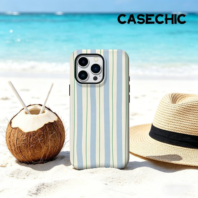 CaseChic MagSafe Schutzhülle mit mattem Bumper und Pastell-Streifen für iPhone 17 16 15 14 13 Pro Max, stoßfeste PC-Hülle, Mehrfarbig - Bild 1