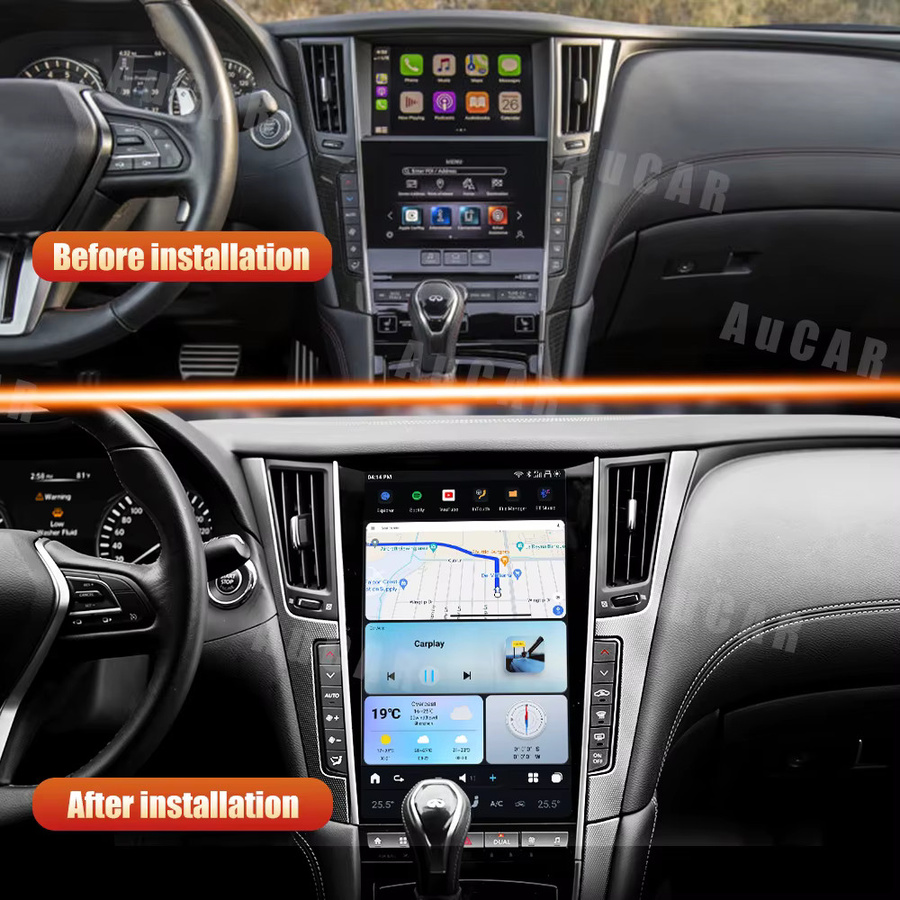 AuCar Mark7 T-Style Android Head Unit Radio für Infiniti Q50 Q50S Q60 Q60S 2014-2019 mit GPS und 13,6 Zoll Display in Schwarz - Bild 2