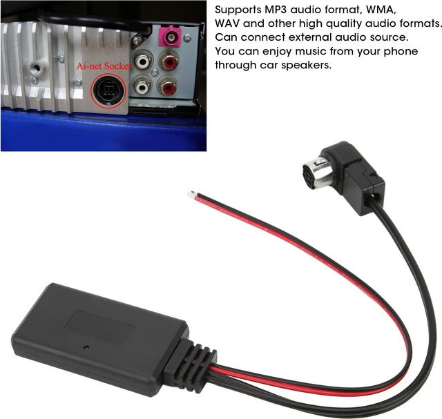 Alpine Bluetooth Audio-Aux-Adapterkabel Schwarz als Ersatz für KCA-121B AI-NET CDA-9857 CDA-9886 CDA-117 - Bild 1
