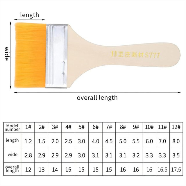 A24I 12-teiliges flaches Pinselset aus Nylon für Acryl- und Ölmalerei in verschiedenen Größen - Bild 1