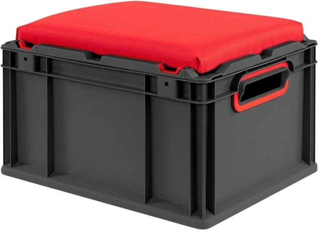 PROREGAL Eurobox Nextgen Seat Box Sitzbox Rot Schwarz, H x B x T: 26,5 x 30 x 40 cm, 20 Liter - Bild 1