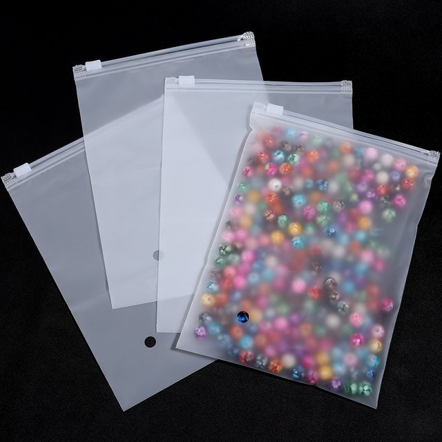 Louleur Matte Reißverschlusstaschen Transparent Wiederverwendbare Aufbewahrungsbeutel aus Kunststoff für Schmuck und Lebensmittel - Bild 1