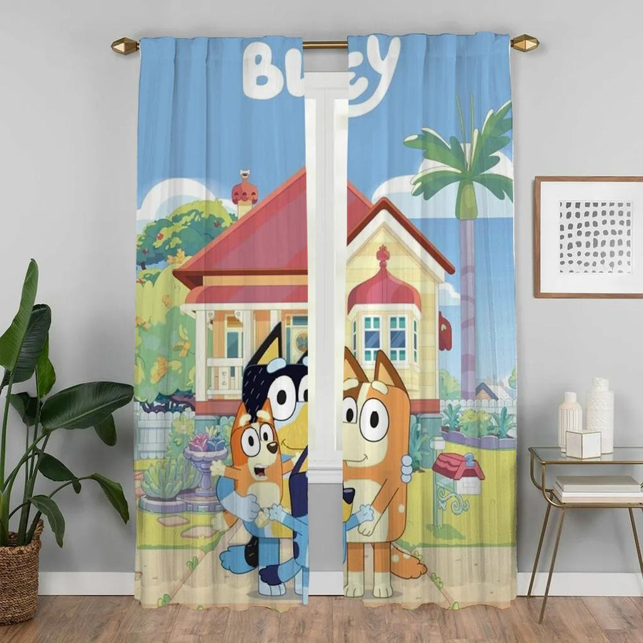 B-BlueyS Halloween Tüll-Vorhang Set, halbtransparent mit Grafik, Mehrfarbig, B: 50 cm, H: 70 cm, 2 Stück - Bild 2