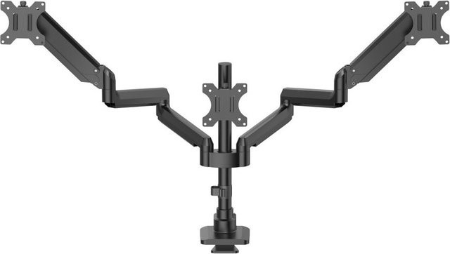 Hama Monitor-Tischhalterung für 3 Monitore von 17 bis 32 Zoll, Schwarz, Gasfeder, vollbeweglich, rotierbar, schwenkbar, neigbar und höhenverstellbar - Bild 1