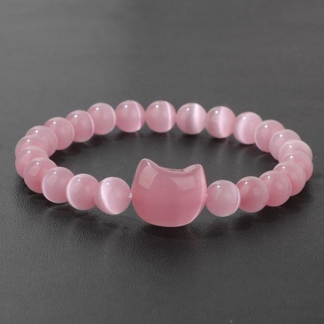Armband vinswet, Kristall, Perle, Rosa Katze Auge, Unisex - Bild 1