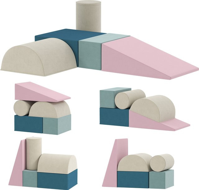 AIYAPLAY Kinder Schaumstoff Bausteine Set mit Samtoptik, 5 rutschfeste Softbausteine in Bunt - Bild 1