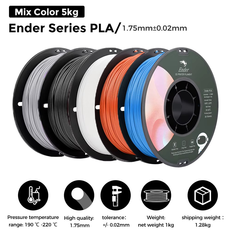 Creality 3D PLA Filament 1,75mm für FDM Drucker, 1kg pro Rolle, Schwarz und Weiß - Bild 7