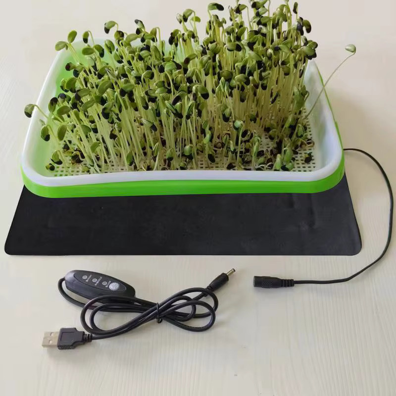 USB Pflanzenheizmatte aus PVC Leder in Schwarz für Zimmerpflanzen und Reptilien, 8,5 W, B/T/H: 45 x 15 x 15 cm - Bild 4