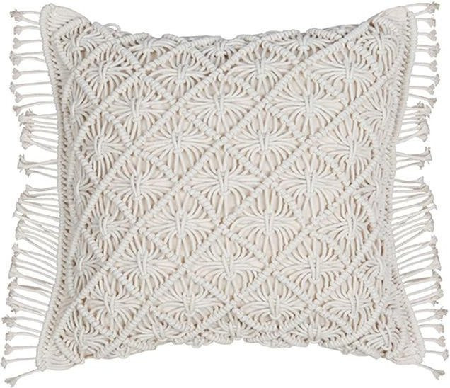 ILVISEST Makramee Kissenbezug Set aus 2 Stück aus 100% Baumwolle in Boho-Design mit Fransen, B/B: 45 x 45 cm - Bild 1