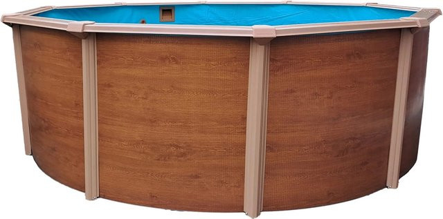 Summer Fun Stahlwand-Pool RIMINI rund in Holz-Dekor mit Sandfilteranlage und Zubehör, Durchmesser: 350 cm, Höhe: 120 cm - Bild 1