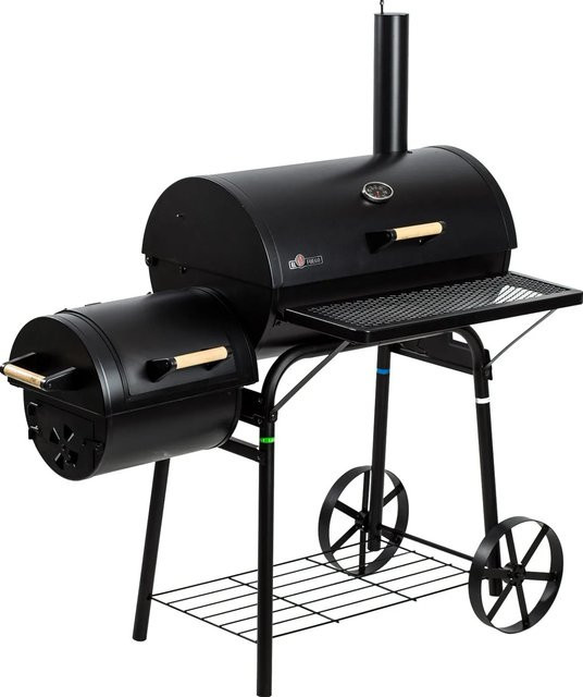 El Fuego Holzkohlegrill Smoker Dakota Barrel Smoker in Schwarz mit zwei Grillflächen - Bild 1