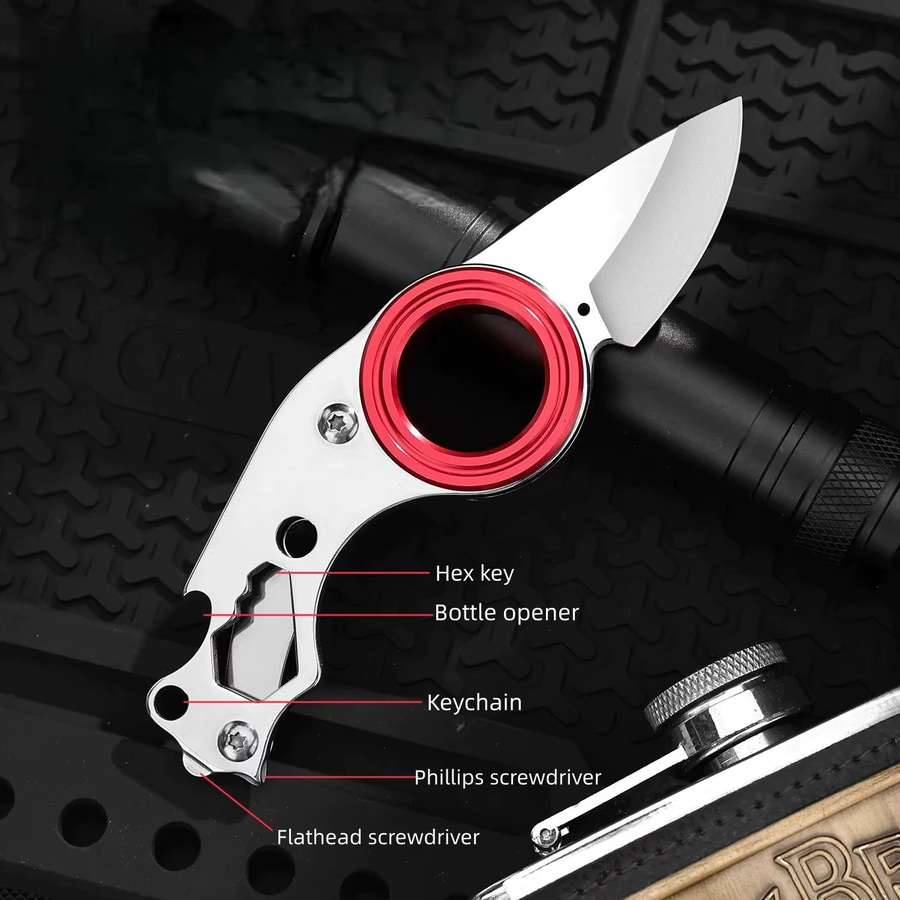 Mini Edelstahl EDC Schlüsselanhänger-Werkzeug als tragbarer Multifunktions-Kartonöffner in Silber - Bild 2