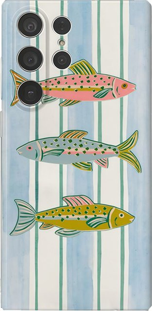 Potdemiel Handyhülle mit dreifarbigem Fisch-Streifen-Design für Samsung Galaxy S25 S24 S23 Ultra Plus A35 A55 in Multicolour Glossy HD Hard Cover - Bild 1
