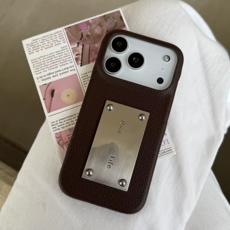 Cortex Metall-Kartenetui mit Litchi-Muster für iPhone 17 Pro Max 16 15 14 13 12 Pro Max in Schwarz - Bild 4
