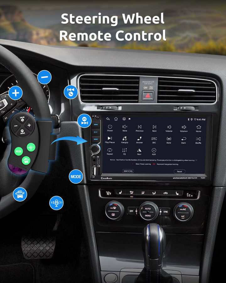 ESSGOO Universal Autoradio mit 7 Zoll IPS-Touchscreen, Wireless CarPlay, Android Auto, Bluetooth, USB-C und Lenkradsteuerung in Schwarz - Bild 5