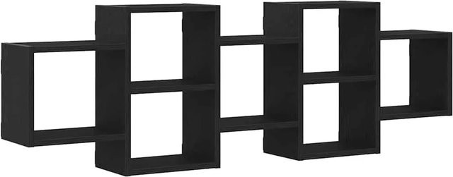 vidaXL Wandregal Cube in Schwarz und Eichen-Optik aus Holzwerkstoff, B: 129 cm, H: 18 cm, T: 42 cm - Bild 1