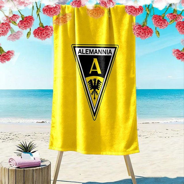 Alemannia Aachen Print Strandtuch, gelbes schnelltrocknendes Handtuch für Strand und Camping, B/H: 70 x 140 cm - Bild 1