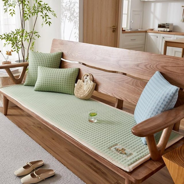 Rutschfestes Sommer Sofakissen im chinesischen Stil mit Rattanmatte, B/B/B: 50 x 50 x 1 cm - Bild 1