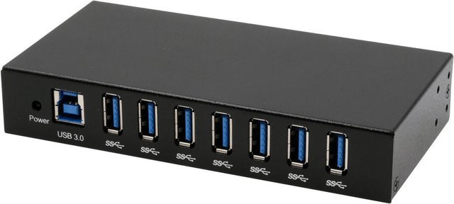 EXSYS Tiveco 7-Port USB 3.2 Gen 1 Metall Hub mit 15KV ESD Schutz in Schwarz EX-11237HMS - Bild 1