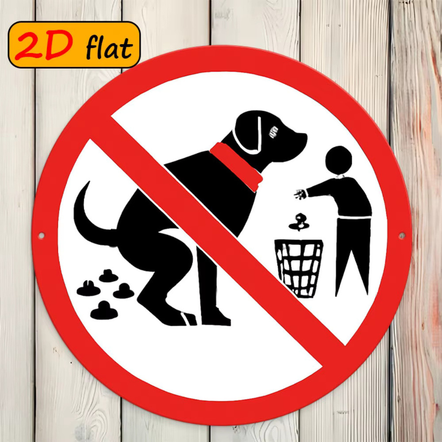 Rundes Aluminium-Metallschild CIFBUY Kein Hundekotlassen, Durchmesser: 20 cm, Farben: Weiß, Rot, Schwarz - Bild 2