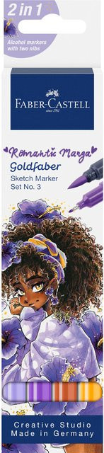 Faber Castell Goldfaber Sketch Marker Romantic Manga Set mit 3 Brush-Stiften in Multicolour - Bild 1