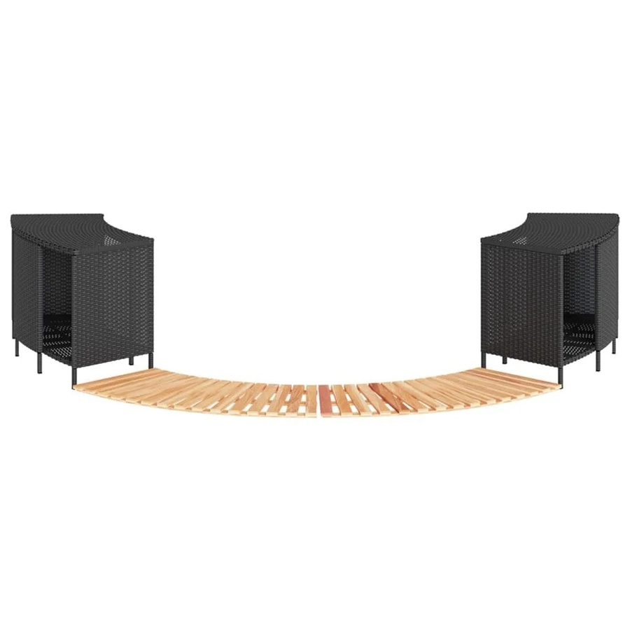 vidaXL Whirlpool-Umrandung aus Poly-Rattan und geöltem Akazienholz in Schwarz - Bild 2