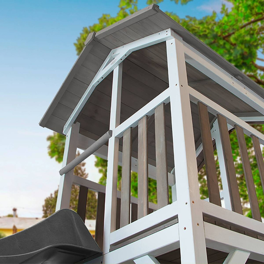 Axi Beach Tower Spielturm mit Doppelschaukel und grauer Rutsche, B/H/T: 356,6 x 241,9 x 349 cm - Bild 5
