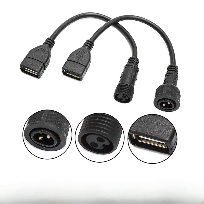 DIVEDEER USB Adapter Kabel für Solar Licht Panel mit 2Pin Stecker und 2-Core Draht, wasserdicht, Schwarz - Bild 4