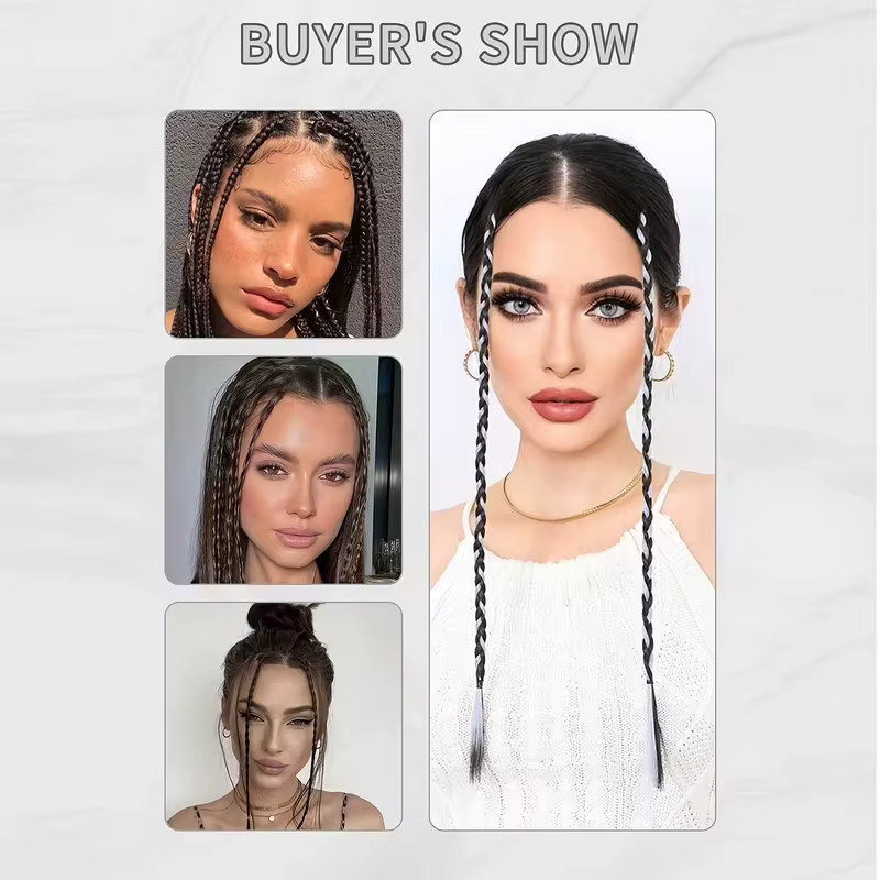 6 Stück Box Braid Haarverlängerung Clip-in Pferdeschwanz, Damen - Bild 5