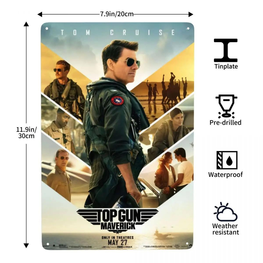 Retro Top Gun Maverick Metallblechschild von ZX ART als rechteckige Wandkunst, B/H: 30 x 20 cm - Bild 4