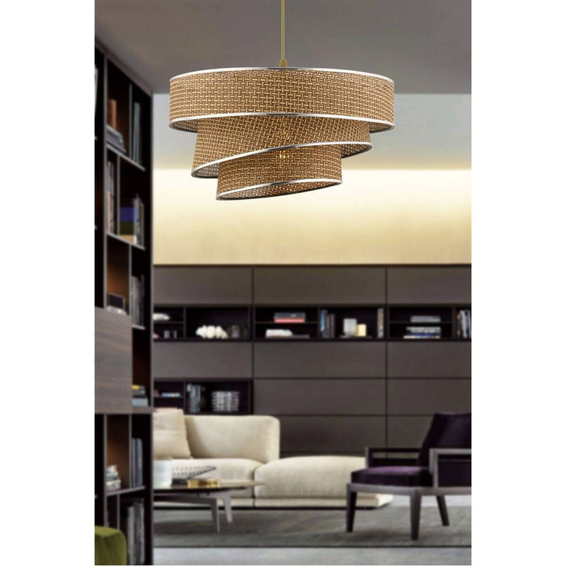 Opviq Pendelleuchte Couper in Silber und Beige aus Baumwolle und Metall, B/T/H: 40 x 40 x 72 cm, E27 - Bild 2