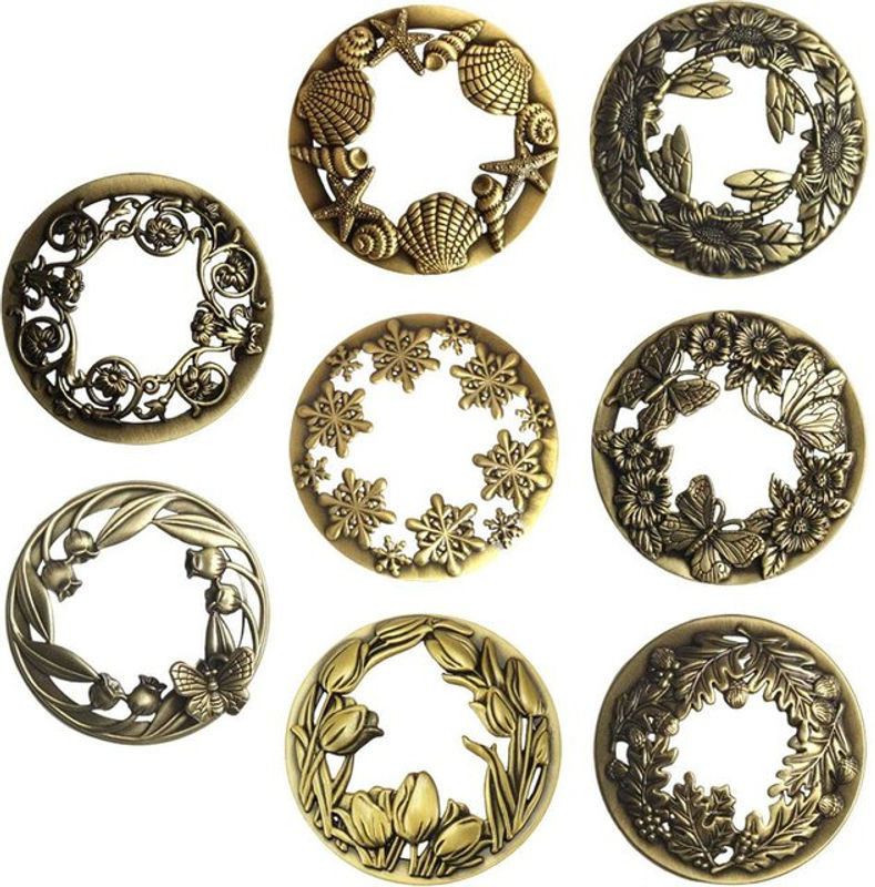 Kesoto Vintage Kerzenhalter mit floralem Blumenmuster aus Metall und Glas in Gold, rund - Bild 1