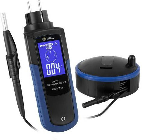 PCE Instruments Erdungsmesser PCE-ECT 50 in Blau mit Messbereich 0 bis 2000 Ohm für die Erdwiderstandsmessung und Installationskategorie III (IP40) - Bild 1