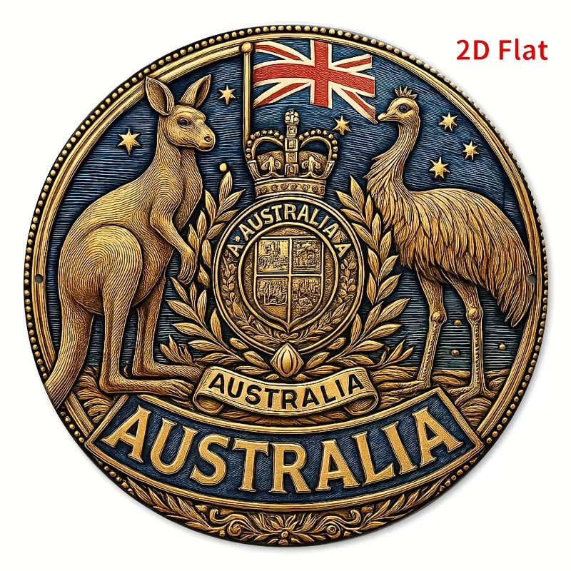 Runde Eisenwandkunst im Vintage-Stil von Potdemiel mit australischer Flagge und Känguru-Design, Multicolor, B/H: 20 x 20 cm - Bild 4