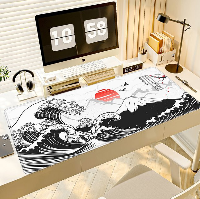 HYBXAXC Gaming Mauspad Japan Die große Welle von Kanagawa XL Schreibtischunterlage Multicolor - Bild 1