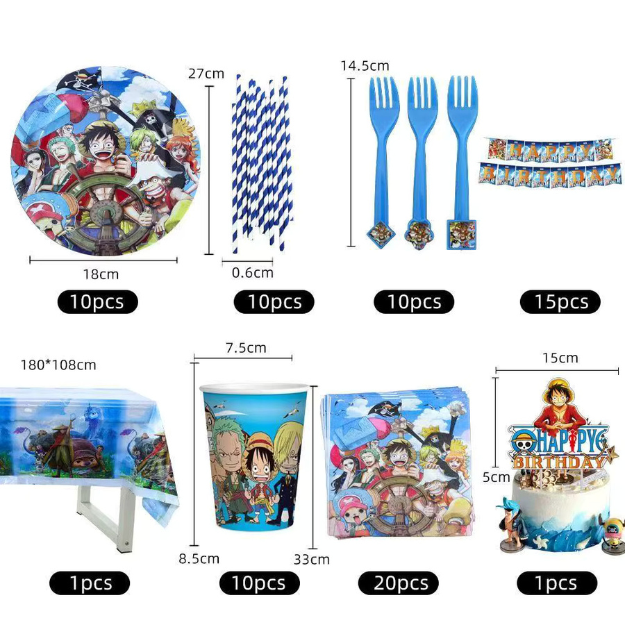 Bandai One Piece Anime Party-Deko-Set mit Banner, Luftballons und Tortendekoration in Mehrfarbig - Bild 2